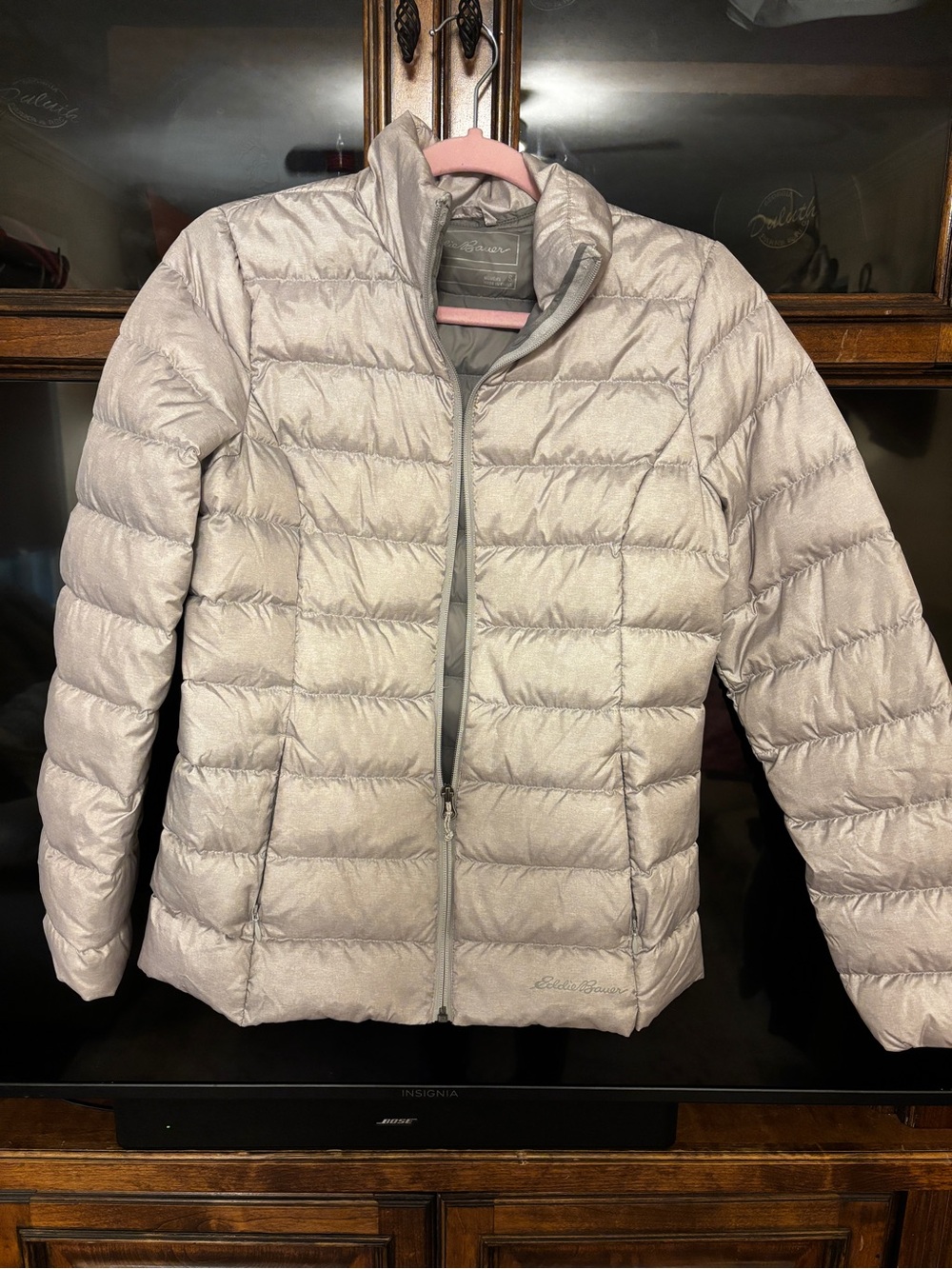 Eddie Bauer Women's Light Gray Quilted Packable Puffer Jacket